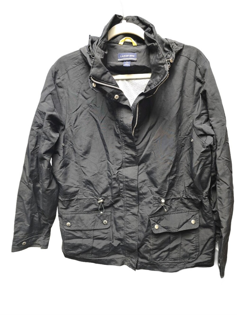 Lands End Women’s Hooded Cargo Jacket Mesh Lined Spring Coat Size L (14-16)